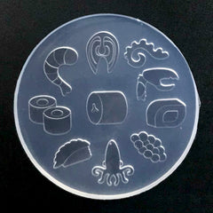 Sushi and Seafood Silicone Mold (10 Cavity) | Japanese Food Embellishment DIY | Octopus Squid Caviar Shrimp Crab Salmon Mould