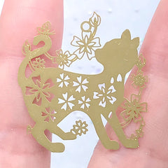 Sakura Kitty Metal Bookmark Charm | Kawaii Cat with Cherry Blossom Deco Frame for UV Resin Filling | Resin Art Supplies (1 piece / 30mm x 32mm)