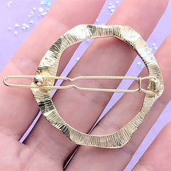 Large Circle Open Bezel Hair Clip | Round Geometric Deco Frame for UV Resin Filling | Hair Jewelry Supplies (1 piece / Gold / 44mm x 40mm)