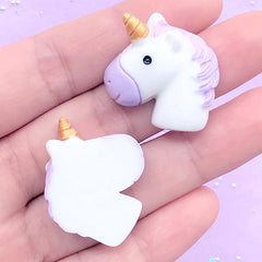 Cute Unicorn Cabochon | Kawaii Craft Supplies | Phone Case Decoden | Mythical Creature Embellishment (2 pcs / Purple / 25mm x 25mm)