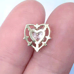 Bling Bling Heart Nail Charm with Rhinestones | Luxury Embellishment for Magical Girl Jewelry Making (1 piece / Gold / 10mm x 10mm)