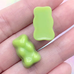 Gummy Candy Resin Cabochons | Faux Bear Candies | Sweets Decoden | Kawaii Jewellery Supplies (3 pcs / Green / 12mm x 19mm)