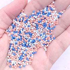 Fake Dragee Toppings | Dollhouse Miniature Sugar Pearl Sprinkles | Doll Food Craft | Kawaii Jewelry DIY (Blue Orange White / 7g)