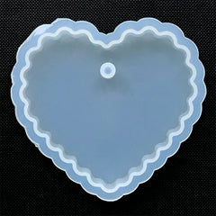 Scalloped Heart Charm Silicone Mold | Large Heart Pendant Mould | Epoxy Resin Jewelry Supplies | UV Resin Mold (66mm x 60mm)