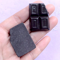 Dark Chocolate Bar Cabochons | Fake Chocolate Embellishment | Kawaii Decoden Phone Case | Sweets Deco (2 pcs / Dark Brown / 27mm x 37mm)