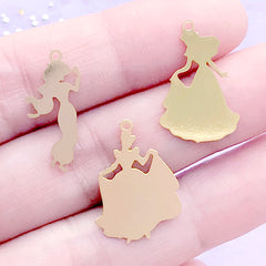 Small Princess Silhouette Charm | Resin Inclusions | Fairytale Embellishment for Kawaii UV Resin Jewelry Making (3 pcs)
