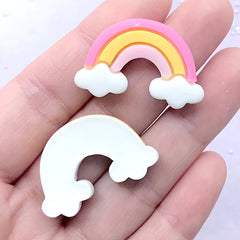 Pastel Rainbow and Cloud Cabochons | Kawaii Decoden Phone Case Supplies | Resin Cabochon (6 pcs / Mix / 31mm x 20mm)