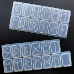 Rune Stone with Engraved Runic Symbols Silicone Mold (25 Cavity) | Vinking Runes Mould  | Ancient Alphabet Futhark Mold (19mm x 29mm)