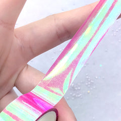 Iridescent Rainbow Clear Tape | Cute Adhesive Tape | Kawaii Scrapbooking Supplies (1 piece / Dark Pink / 1.5cm x 4 Meters)