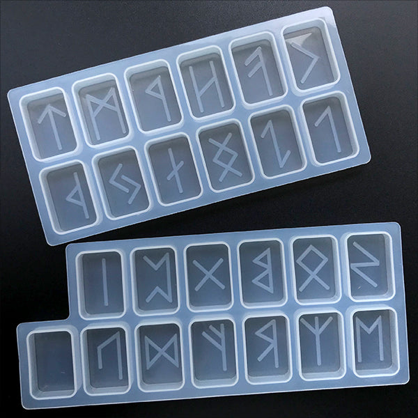 Runic Insert Shape Rune Stone with Engraved Runic Symbols Silicone Mold (25 Cavity) | Vin ...