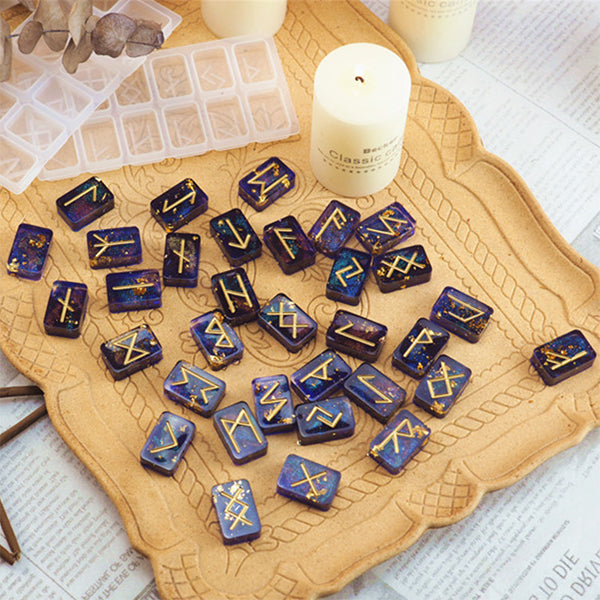 Rune Stone with Engraved Runic Symbols Silicone Mold (25 Cavity) | Vin ...