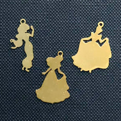 Small Princess Silhouette Charm | Resin Inclusions | Fairytale Embellishment for Kawaii UV Resin Jewelry Making (3 pcs)
