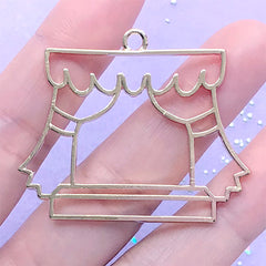 Window Curtain Deco Frame for UV Resin Filling | Kawaii Open Bezel Charm | Resin Jewelry Making (1 piece / Gold / 45mm x 37mm)