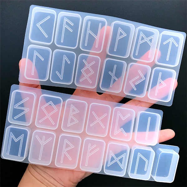 Runic Insert Shape Rune Stone with Engraved Runic Symbols Silicone Mold (25 Cavity) | Vin ...