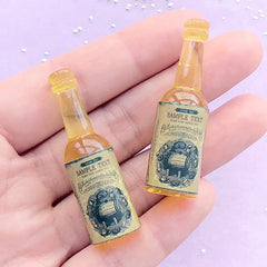 Dollhouse Miniature Wine Bottle in 1:8 Scale | Doll House Beverage | 3D Drink Cabochon | Doll Food Craft (2 pcs / 14mm x 45mm)