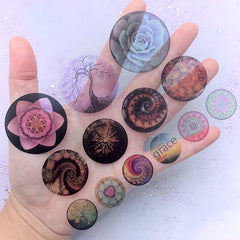 20mm 30mm and 40mm Circle Image for Round Dome Cabochon Making | Floral and Nature Clear Film | Resin Jewellery DIY