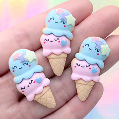 Double Scoop Ice Cream Resin Cabochon | Kawaii Sweets Deco | Decoden Phone Case Making (3 pcs / 18mm x 34mm)