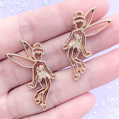 Fairy Open Bezel Charm | Fairytale Creature Deco Frame for UV Resin Filling | Kawaii Jewellery DIY (2 pcs / Gold / 24mm x 36mm)