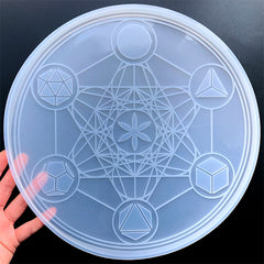 Metatron Cube Sacred Geometry Crystal Grid Silicone Mold for Resin Art | Large Magic Circle Mould | Chakras Healing Grid DIY (290mm)