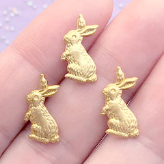 Easter Bunny Embellishments for UV Resin Art | Animal Rabbit Floating Charm | Kawaii Resin Inclusions (3 pcs / Gold / 10mm x 15mm)