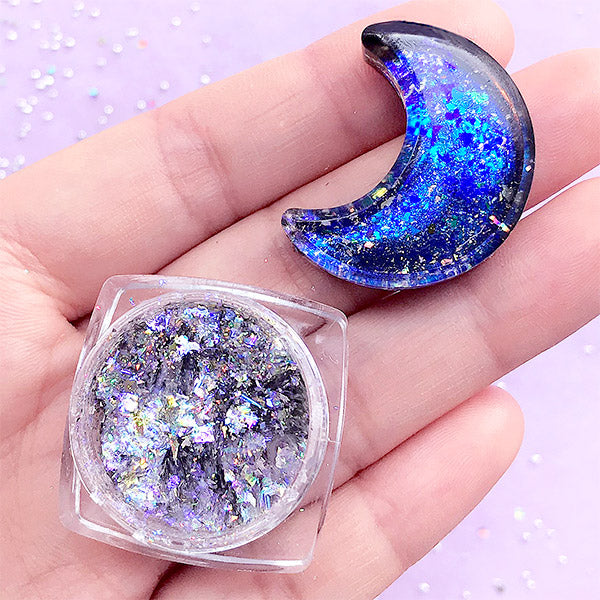 Iridescent Galaxy Pigment Flakes | Color Shifting Paint | Chameleon Chrome Pigment | Resin Crafts (0.2 gram / Blue)