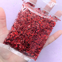 Irregular Glitter Flakes | Bling Bling Confetti | Sprinkles for Resin Craft | Resin Inclusions | Nail Decoration (Red / 10g)