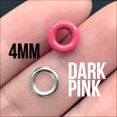 Coloured Eyelets in 4mm | Painted Grommet and Washer | Leather Craft Supplies (10 sets / Dark Pink)