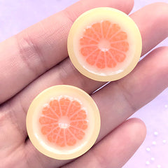 Grapefruit Cabochons | Fake Fruit Embellishments | Kawaii Decoden | Sweets Deco | Hair Bow Center (2 pcs / Yellow / 26mm)