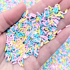 Polymer Clay Toppings for Fake Sweet Jewelry DIY | Chocolate Sprinkles for Faux Dessert Making | Sweets Deco (Blue Pink Yellow White Mix / 5 grams)