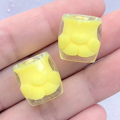 CLEARANCE Dollhouse Paw Coffee Cup Cabochon | 3D Miniature Drink | Decoden Resin Cabochons | Sweet Deco (2 pcs / Yellow / 16mm x 16mm)