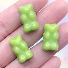 Gummy Candy Resin Cabochons | Faux Bear Candies | Sweets Decoden | Kawaii Jewellery Supplies (3 pcs / Green / 12mm x 19mm)