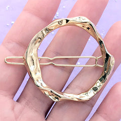 Large Circle Open Bezel Hair Clip | Round Geometric Deco Frame for UV Resin Filling | Hair Jewelry Supplies (1 piece / Gold / 44mm x 40mm)