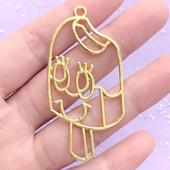 Popsicle Open Bezel Pendant | Ice Cream Deco Frame for UV Resin Filling | Ice Pop Charm | Kawaii Craft Supplies (1 piece / Gold / 28mm x 58mm)