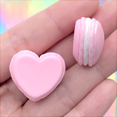 Kawaii Macaron Cabochons | Miniature Food Embellishments | Fake Sweet Jewellery DIY | Phone Case Decoden Supplies (2 pcs / Pink / 25mm x 22mm)