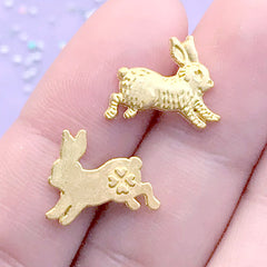 Easter Rabbit Embellishments for UV Resin Crafts | Animal Bunny Floating Charm | Cute Resin Inclusions (3 pcs / Gold / 14mm x 12mm)