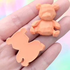 Bear Cabochons | Animal Resin Embellishments | Kawaii Decoden Supplies (2 pcs / Orange / 28mm x 30mm)