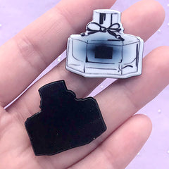 Eau de Parfum Cabochons | Perfume Bottle Embellishments | Acrylic Hair Bow Centers | Whimsical Jewellery DIY (2 pcs / Dark Blue / 28mm x 26mm)