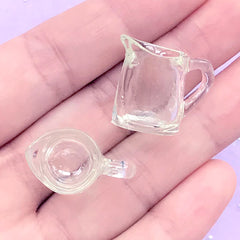 Dollhouse Miniature Water Jar | Doll House Juice Glass Jar | Mini Food DIY | Fake Food Jewellery Making (2 pcs / 14mm x 19mm)