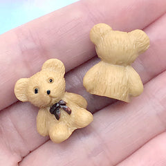 3D Miniature Bear | Dollhouse Stuffed Toy | Animal Embellishment | Kawaii Resin Cabochon | Decoden Supplies (3 pcs / 16mm x 19mm)