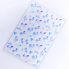 Kawaii Unicorn Clear Film Sheet | Fairytale Resin Inclusions | Kawaii Embellishments for UV Resin Jewellery DIY