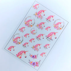 CLEARANCE Floral Unicorn Clear Film Sheet | Resin Art Supplies | Magical Girl Embellishments | Filling Materials for Resin Craft