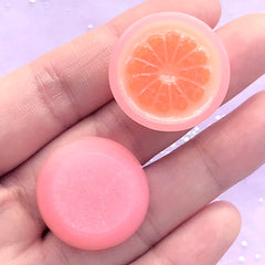 Citrus Cabochons | Grapefruit Embellishments | Faux Food Decoration | Kawaii Resin Cabochon | Decoden Supplies (2 pcs / Pink / 26mm)