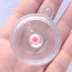 Miniature Iced Drink Cup | Dollhouse Boba Tea Cup | Kawaii Faux Food Keychain DIY (1 Set / Tall, Flat Lid and Pink Straw)