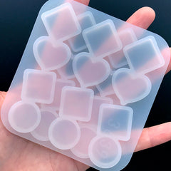 Kawaii Geometric Hair Clip Silicone Mold (Square Heart Circle / 4 Cavity) | Make Your Own Resin Hair Accessories