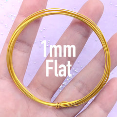 1mm Flat Wire for Open Bezel Making | DIY Your Own Deco Frame | UV Resin Jewellery Supplies (1 Meter / Gold)