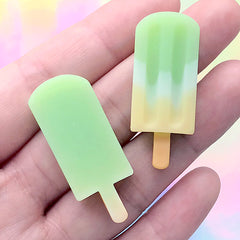 Tri Color Popsicle Cabochons | Ice Cream Embellishments | Faux Food Jewelry DIY | Kawaii Decoden Supplies (2 pcs / 15mm x 38mm)