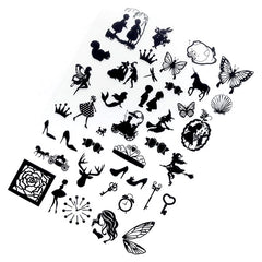 Fairytale Silhouette Clear Film Sheet in Black Color | Fairy Tale Embellishments for Resin Art Decoration | UV Resin Craft Supplies