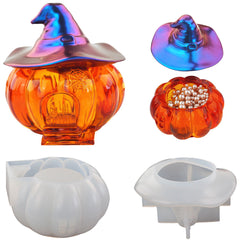 Halloween Pumpkin House with Witch Hat Trinket Box Silicone Mold | Halloween Home Decor | Resin Storage Box DIY