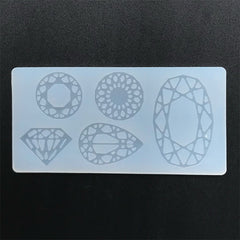Gemstone Silicone Mold (5 Cavity) | Diamond Rhinestone Mold | Clear Soft Mould for UV Resin | Epoxy Resin Mold Supplies
