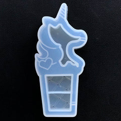 Unicorn Ice Cream Shaker Silicone Mold | Kawaii Resin Shaker Charm Making | Sweet Deco | Resin Jewelry DIY (38mm x 85mm)